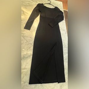 Just in Time Black Form Fitting Dress with Slit at Bottom Size Medium